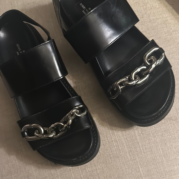 Louis Vuitton Black and Silver Sandals with Wide Straps - Picture 2 of 5